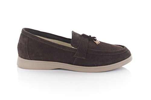 Лоферы женские Solo 10697 (весенне-осенние, шоколадные, замшевые)