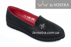 Балетки жіночі Jasmine 5504 (весна-літо-осінь, графіт, шкіра)