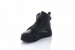 Кеды женские Seastar 8222 (весенне-осенние, черный, эко-кожа)