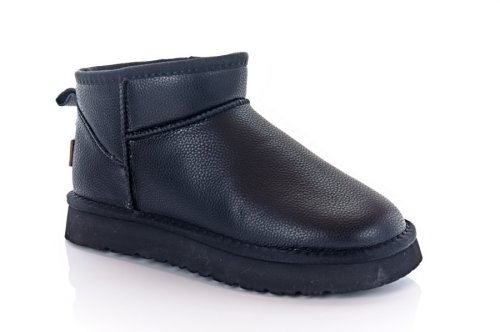 Угги жіночі ITTS 11439 (зимові, чорні, шкіряні)