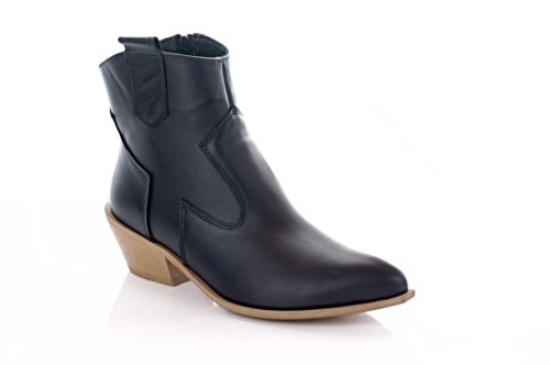 Козачки жіночі EDAN 10682 (весняно-осінні, чорні-коричневі, шкіряні)