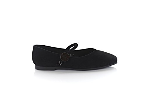 Балетки женские Mejdelli 10433 (весна-лето-осень, черные, эко-замша)