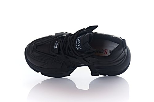 Кроссовки женские Seastar 9948 (весенне-осенние, черные, эко-кожа)