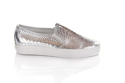 Слипоны женские Lucky shoes 11252 (весенне-летние, серые, эко-кожевенные)