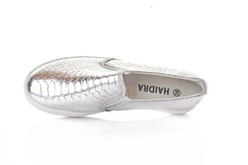 Слипоны женские Lucky shoes 11252 (весенне-летние, серые, эко-кожевенные)
