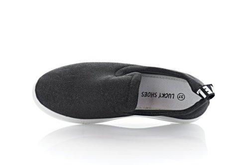 Слипоны женские Lucky shoes 3776 (весна-лето-осень, черный)