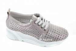 Кроссовки женские Liliya 5885 (весенне-осенние, визон, кожа)
