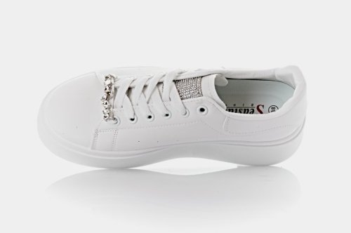 Кроссовки женские Seastar 10956 (весенне-осенние, белые, эко-кожевенные)