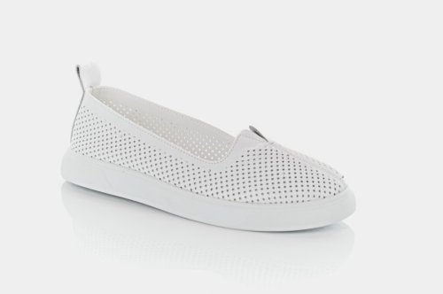Балетки жіночі Slaturi 11016 (весняно-літні, білі, шкіряні)