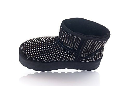 Угги жіночі ITTS 11493 (зимові, чорні, еко-замшеві)