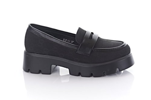 Лоферы женские Seastar 10489 (весенне-осенние, черные, текстильные)