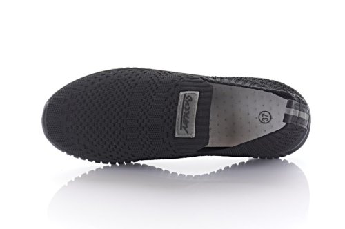 Мокасины женские Seastar 9709 (весна-лето-осень, черные, текстиль-сетка)