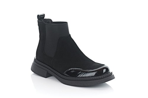 Черевики жіночі EDAN 10681 (весняно-осінні, чорні, замшеві-лакові)